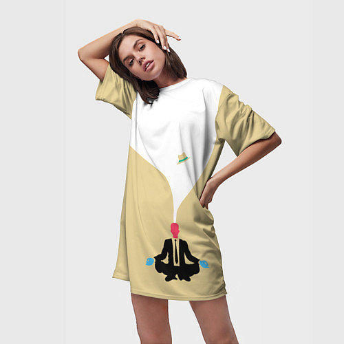 Женская длинная футболка Мыслитель / 3D-принт – фото 3