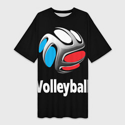 Женская длинная футболка Волейбольный мяч российский триколор
