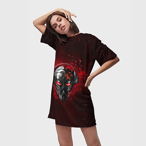 Женская длинная футболка Pirate Station: Blood Face / 3D-принт – фото 3