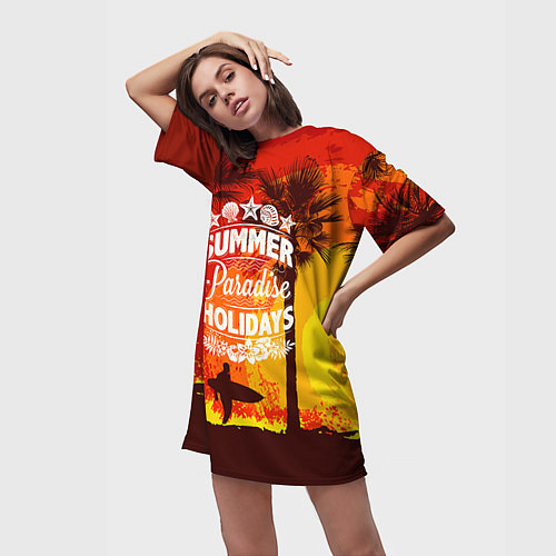 Женская длинная футболка Summer Surf 2 / 3D-принт – фото 3