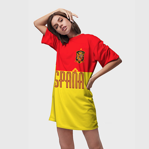 Женская длинная футболка Сборная Испании: Евро 2016 / 3D-принт – фото 3