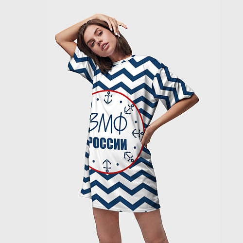 Женская длинная футболка ВМФ России / 3D-принт – фото 3