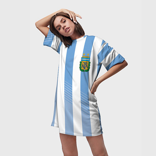 Женская длинная футболка Сборная Аргентины: ЧМ-2018 / 3D-принт – фото 3