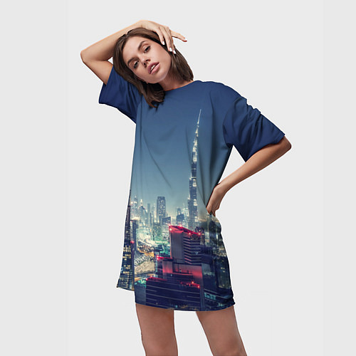Женская длинная футболка Дубай / 3D-принт – фото 3