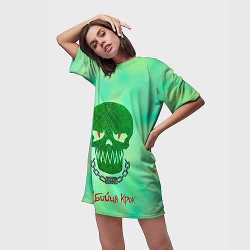 Женская длинная футболка Убийца Крок / 3D-принт – фото 3