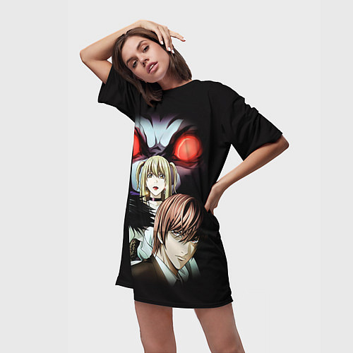 Женская длинная футболка Тетрадь смерти 2 / 3D-принт – фото 3