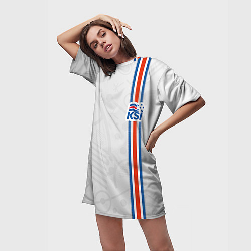 Женская длинная футболка Сборная Исландии по футболу / 3D-принт – фото 3