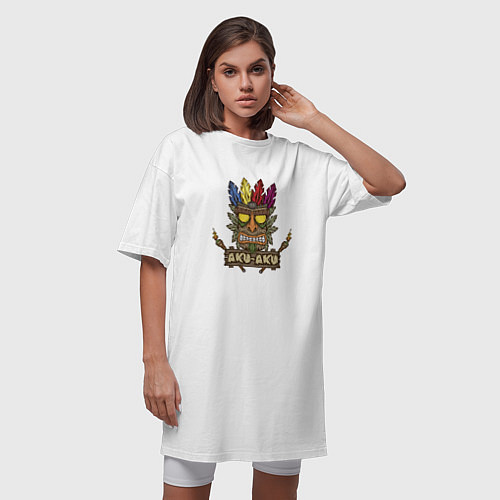 Женская футболка-платье Aku-Aku (Crash Bandicoot) / Белый – фото 3