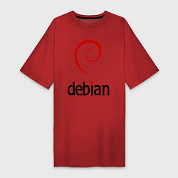 Футболка женская-платье Debian, цвет: красный