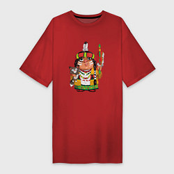 Футболка женская-платье Забавные Индейцы 9, цвет: красный