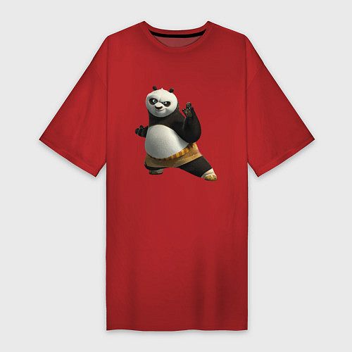 Женская футболка-платье Кунг фу Панда / Красный – фото 1