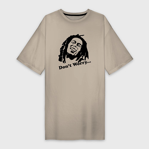 Женская футболка-платье Bob Marley: Don't worry / Миндальный – фото 1