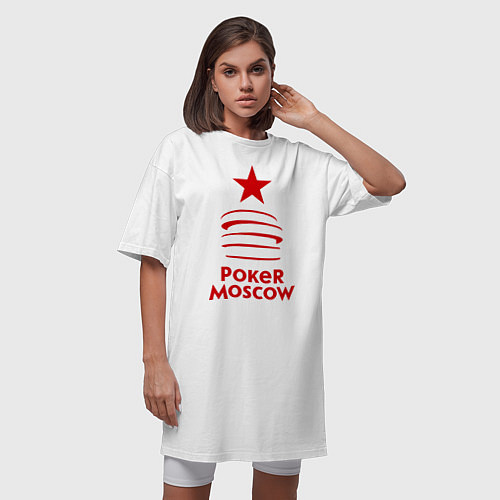 Женская футболка-платье Poker Moscow / Белый – фото 3