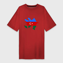 Футболка женская-платье Azerbaijan map, цвет: красный