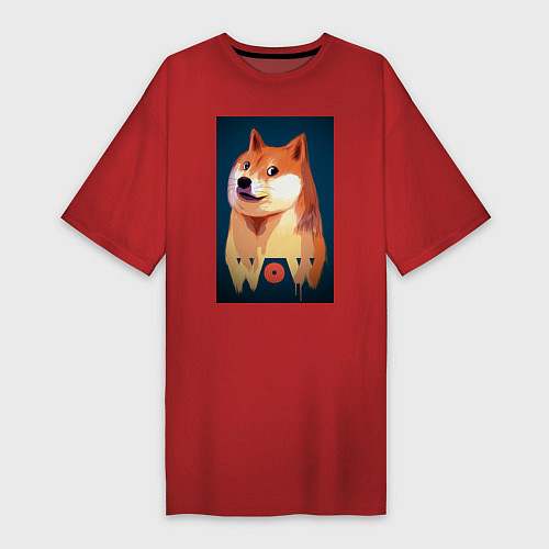 Женская футболка-платье Wow Doge / Красный – фото 1