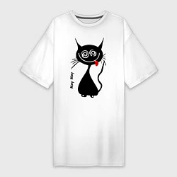 Женская футболка-платье Кошка Мяу