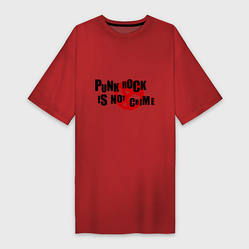 Женская футболка-платье Punk Rock is not a crime / Красный – фото 1