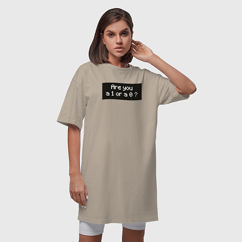 Женская футболка-платье Are you 1 or 0? / Миндальный – фото 3