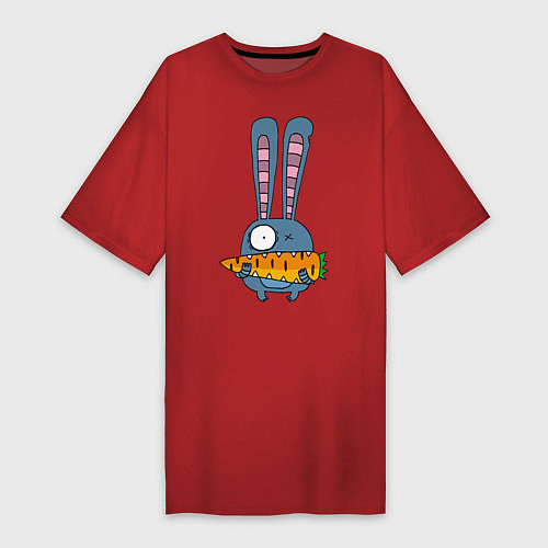 Женская футболка-платье Заяц с морковкой / Красный – фото 1