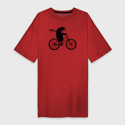 Женская футболка-платье Ежик на велосипеде