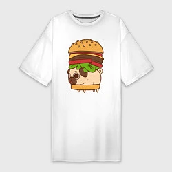 Женская футболка-платье Мопс-бургер