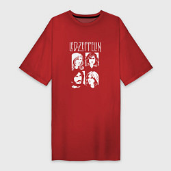 Футболка женская-платье Led Zeppelin Band, цвет: красный