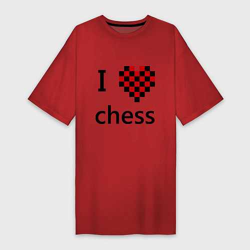 Женская футболка-платье I love chess / Красный – фото 1