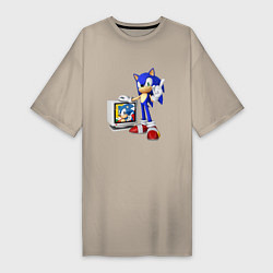 Футболка женская-платье Sonic TV, цвет: миндальный