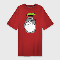 Футболка женская-платье Totoro с зонтом, цвет: красный