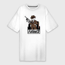 Футболка женская-платье Fallout Man with gun, цвет: белый