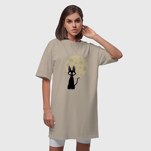 Женская футболка-платье Лунный кот / Миндальный – фото 3