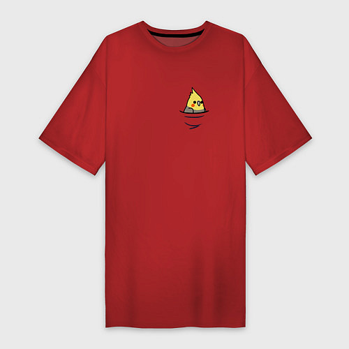Женская футболка-платье Попугай в кармане / Красный – фото 1