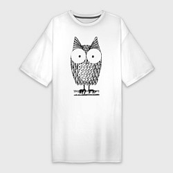 Футболка женская-платье Owl grafic, цвет: белый
