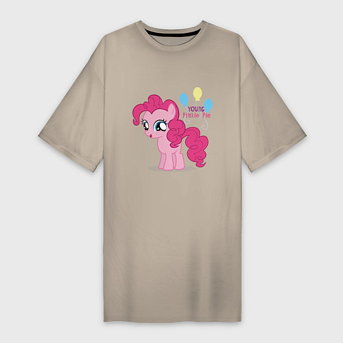 Женская футболка-платье Young Pinkie Pie / Миндальный – фото 1