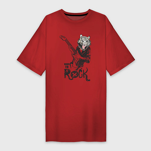 Женская футболка-платье Tiger: born to rock / Красный – фото 1
