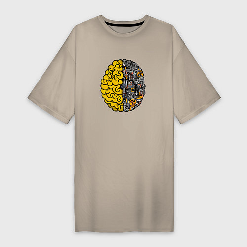 Женская футболка-платье Мозг инженера / Миндальный – фото 1