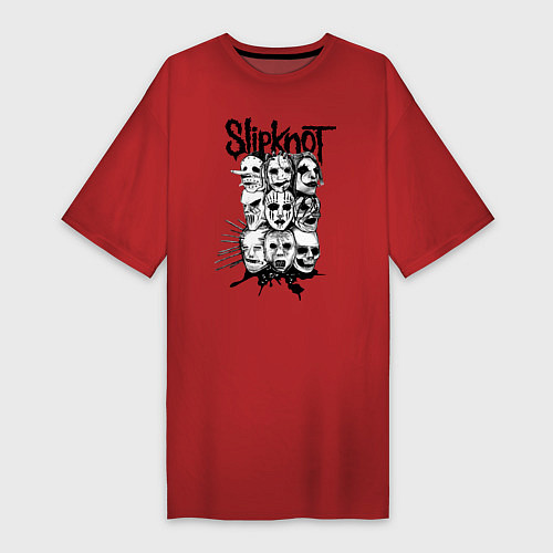 Женская футболка-платье Slipknot Faces / Красный – фото 1