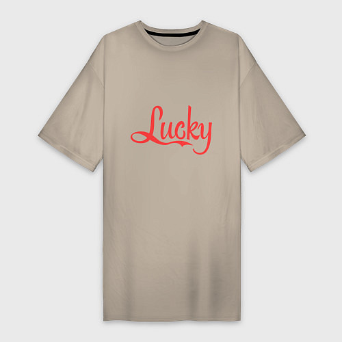 Женская футболка-платье Lucky logo / Миндальный – фото 1