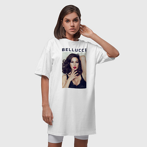 Женская футболка-платье Monica Bellucci: Red lips / Белый – фото 3
