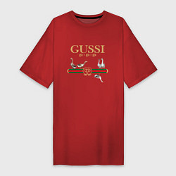 Футболка женская-платье GUSSI Village Version, цвет: красный