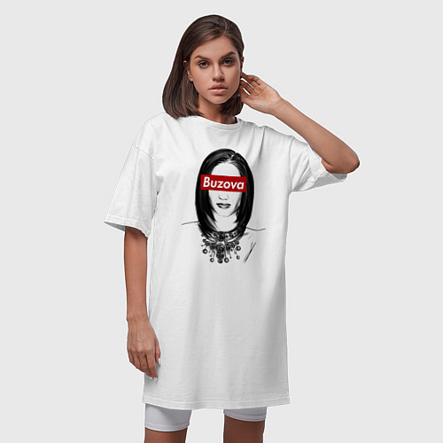 Женская футболка-платье Buzova Supreme / Белый – фото 3
