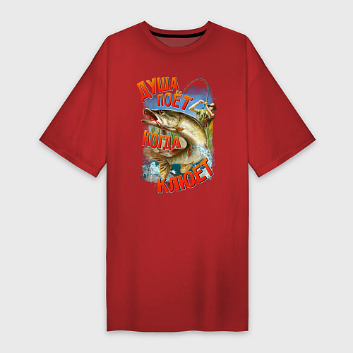 Женская футболка-платье Футболка для рыбака / Красный – фото 1