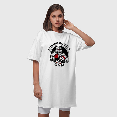 Женская футболка-платье Boxing gorilla gym / Белый – фото 3