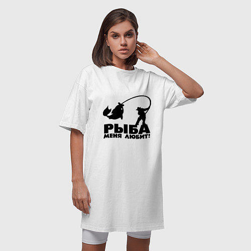Женская футболка-платье Рыба меня любит / Белый – фото 3