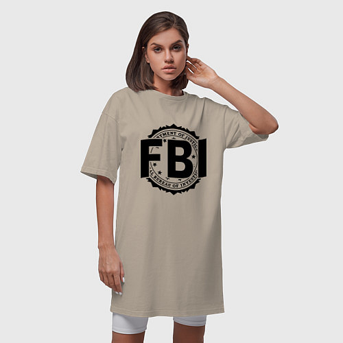 Женская футболка-платье FBI Agency / Миндальный – фото 3