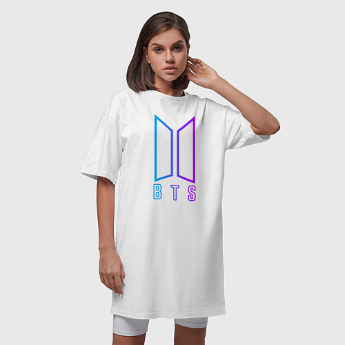 Женская футболка-платье BTS: Neon Night / Белый – фото 3