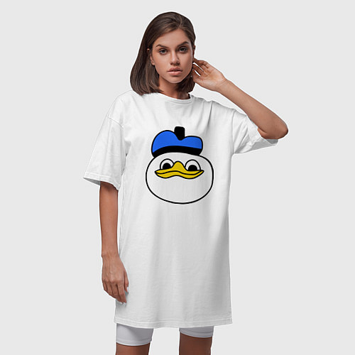 Женская футболка-платье Утка мем / Белый – фото 3
