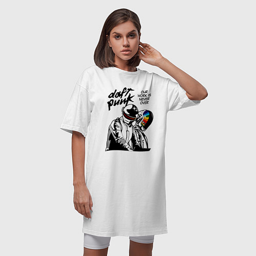Женская футболка-платье Daft Punk: Our work is never over / Белый – фото 3
