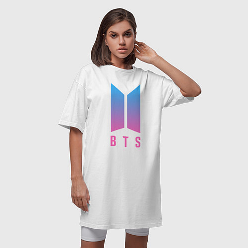 Женская футболка-платье BTS: Neon Jung Kook / Белый – фото 3