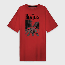 Футболка женская-платье The Beatles: Mono Abbey Road, цвет: красный
